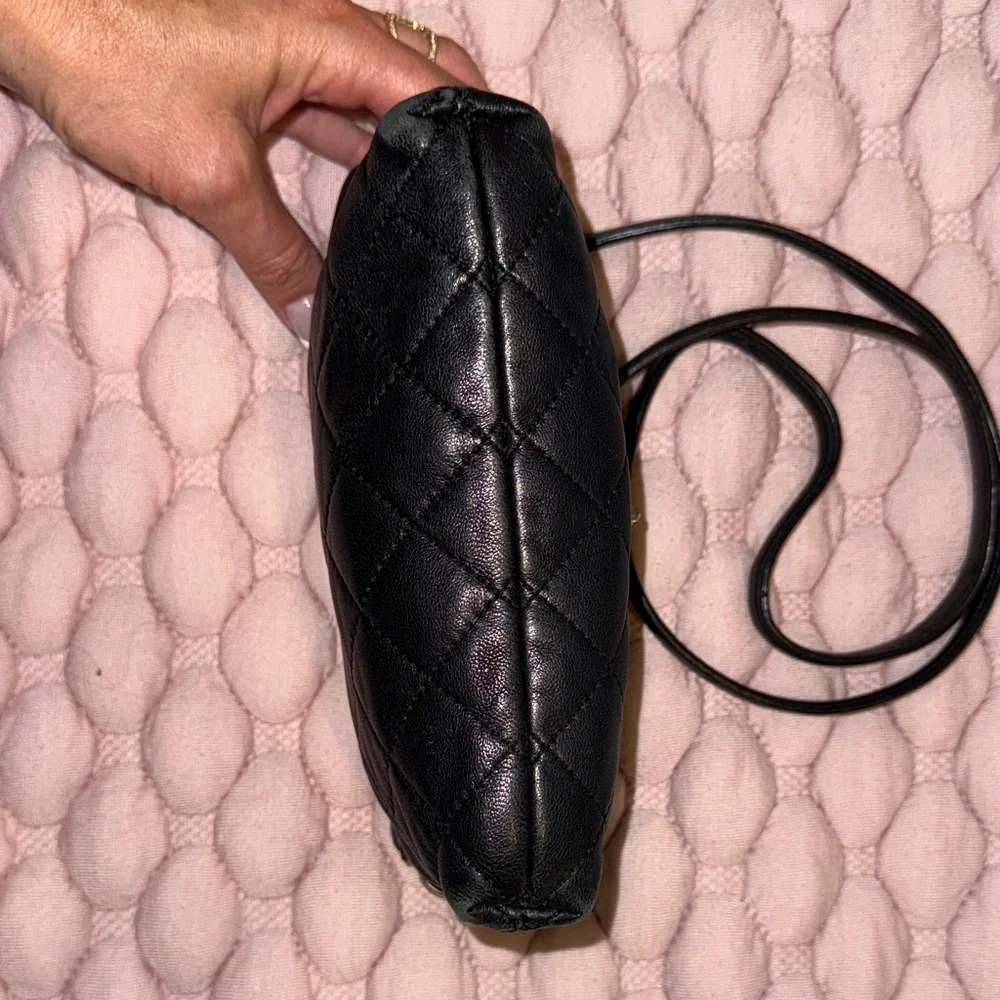 Calvin Klein Black Quilted Crossbody Bag with Silver Accents